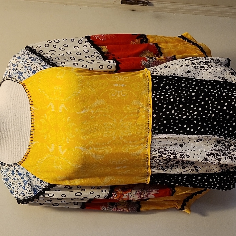 JOHN MARK Bohemian Patchwork TOP